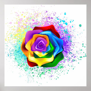 Colorful Rainbow Rose Poster