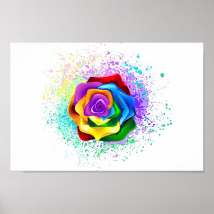 Colorful Rainbow Rose Poster