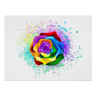 Colorful Rainbow Rose Poster