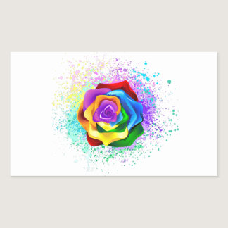 Colorful Rainbow Rose Rectangular Sticker