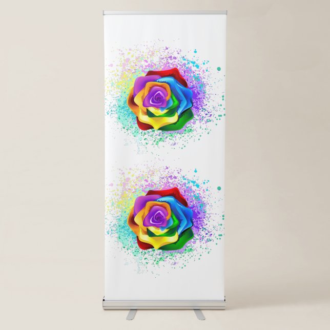 Colorful Rainbow Rose Retractable Banner (Front)