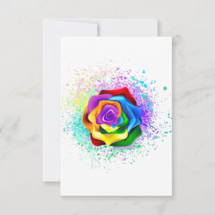 Colorful Rainbow Rose RSVP Card