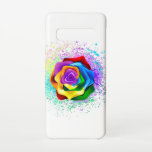 Colorful Rainbow Rose Samsung Galaxy S10 Case<br><div class="desc">Large,  blooming rose with rainbow petals on white background,  painted over with splashes of colorful,  bright paint. 3d</div>
