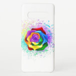 Colorful Rainbow Rose Samsung Galaxy S10  Case<br><div class="desc">Large,  blooming rose with rainbow petals on white background,  painted over with splashes of colorful,  bright paint. 3d</div>