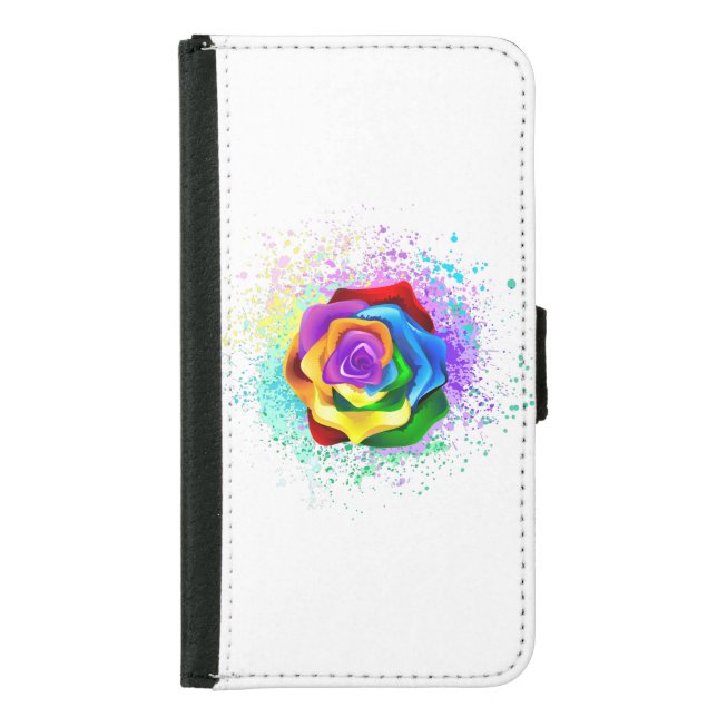 Colorful Rainbow Rose Samsung Galaxy Wallet Case (Front)