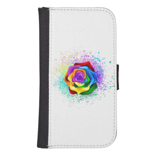 Colorful Rainbow Rose Samsung Galaxy Wallet Case (Front)