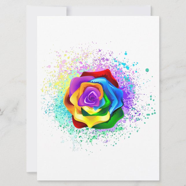 Colorful Rainbow Rose Save The Date (Front)