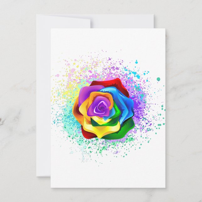 Colorful Rainbow Rose Save The Date (Front)