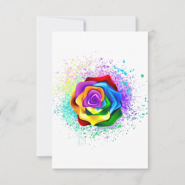 Colorful Rainbow Rose Save The Date (Front)