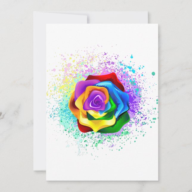 Colorful Rainbow Rose Save The Date (Front)