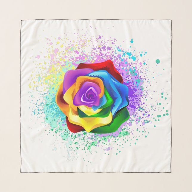 Colorful Rainbow Rose Scarf (Front)