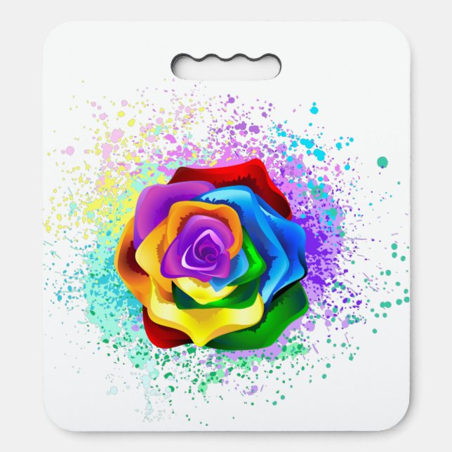 Colorful Rainbow Rose Seat Cushion (Front Vertical)