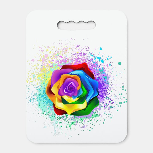 Colorful Rainbow Rose Seat Cushion (Front Vertical)