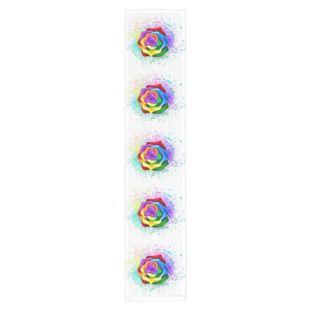 Colorful Rainbow Rose Short Table Runner (Front)