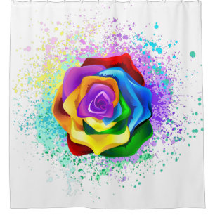 Colorful Rainbow Rose Shower Curtain