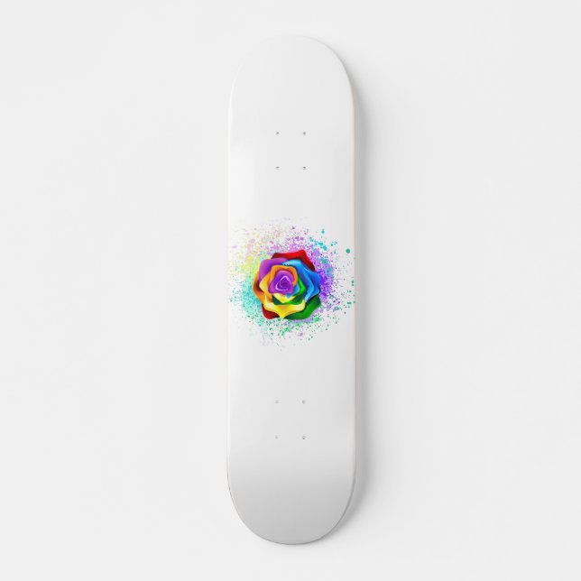Colorful Rainbow Rose Skateboard (Front)