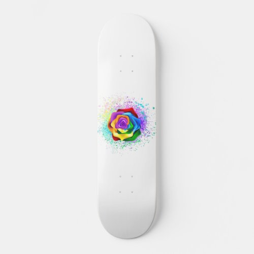 Colorful Rainbow Rose Skateboard
