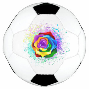 Colorful Rainbow Rose Soccer Ball