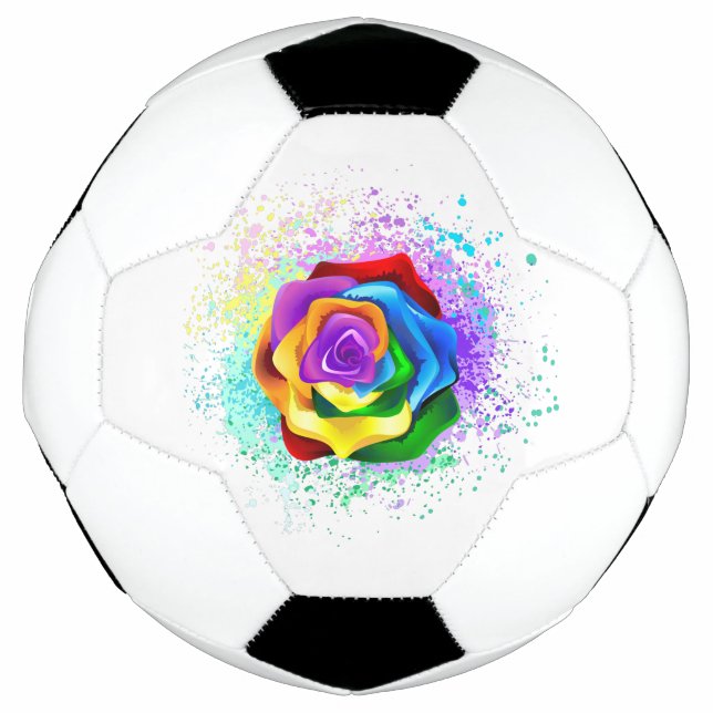 Colorful Rainbow Rose Soccer Ball (Front)