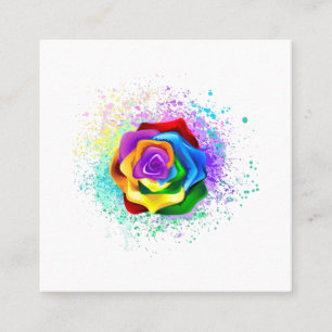 Colorful Rainbow Rose Square Business Card