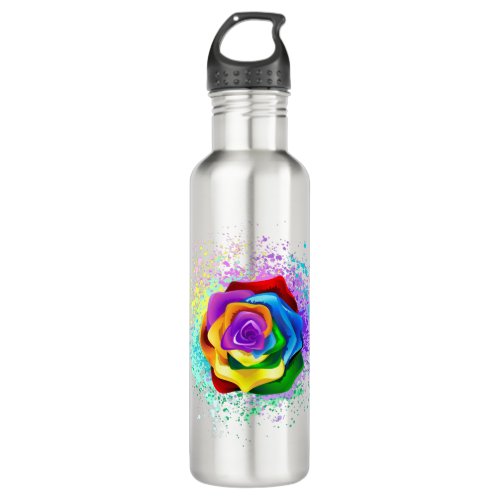 Colorful Rainbow Rose Stainless Steel Water Bottle
