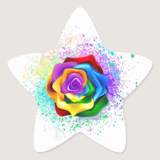 Colorful Rainbow Rose Star Sticker