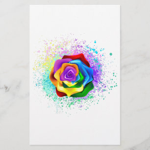 Colorful Rainbow Rose Stationery