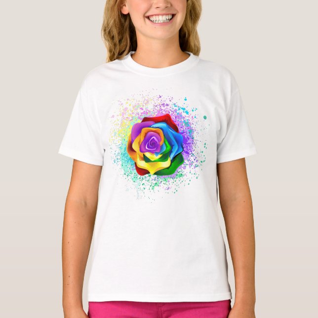 Colorful Rainbow Rose T-Shirt (Front)