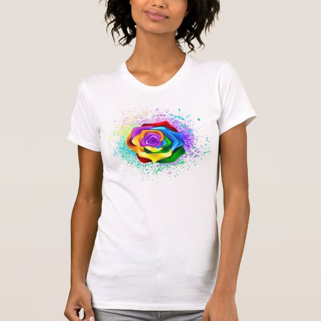 Colorful Rainbow Rose T-Shirt (Front)