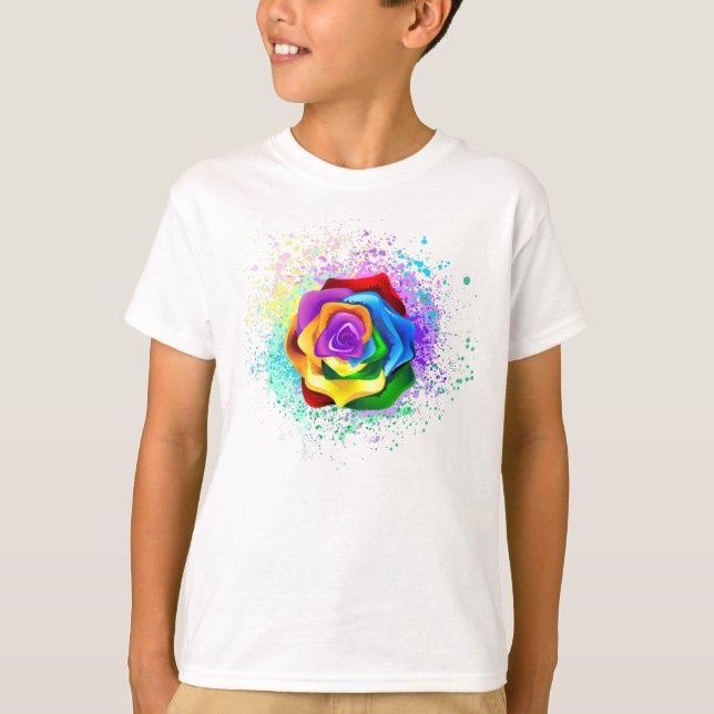 Colorful Rainbow Rose T-Shirt (Front)