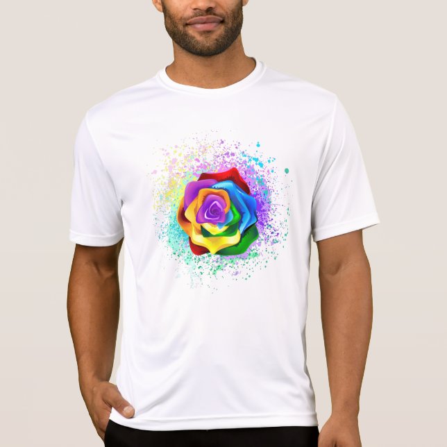 Colorful Rainbow Rose T-Shirt (Front)