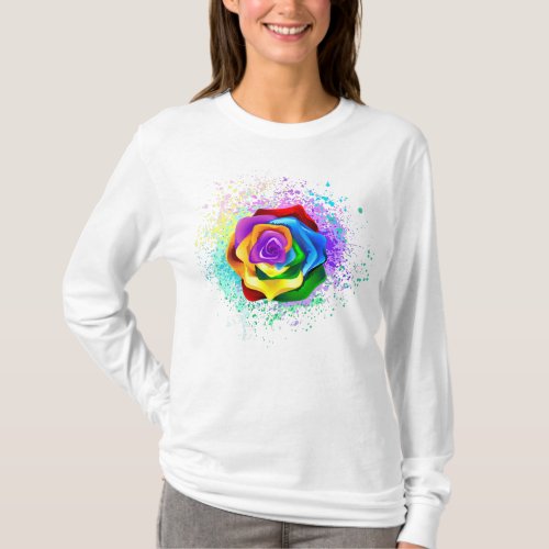 Colorful Rainbow Rose T_Shirt