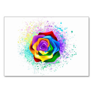 Colorful Rainbow Rose Table Number