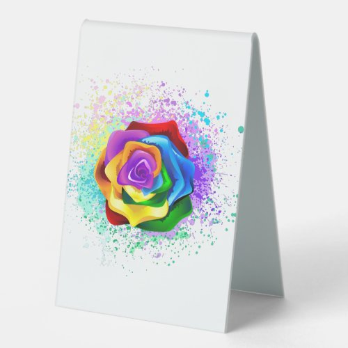 Colorful Rainbow Rose Table Tent Sign