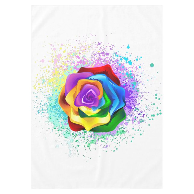 Colorful Rainbow Rose Tablecloth (Front)