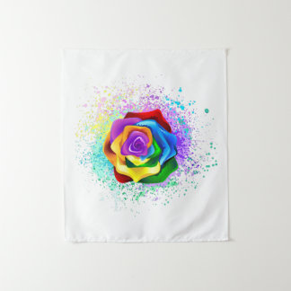 Colorful Rainbow Rose Tapestry