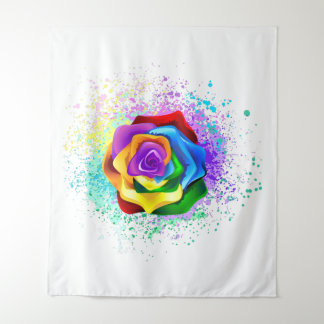 Colorful Rainbow Rose Tapestry