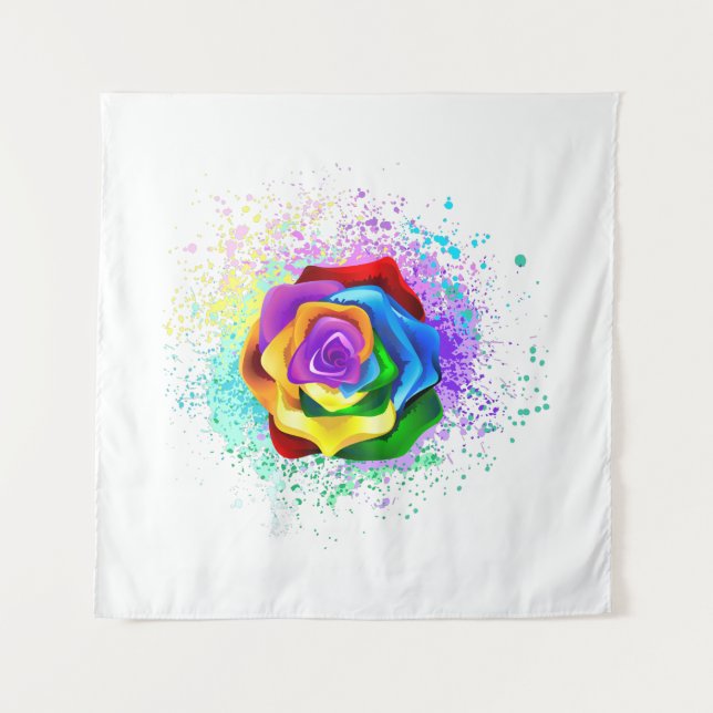 Colorful Rainbow Rose Tapestry (Front)