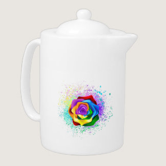 Colorful Rainbow Rose Teapot