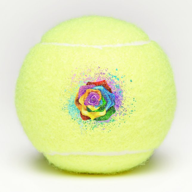 Colorful Rainbow Rose Tennis Balls (Front)