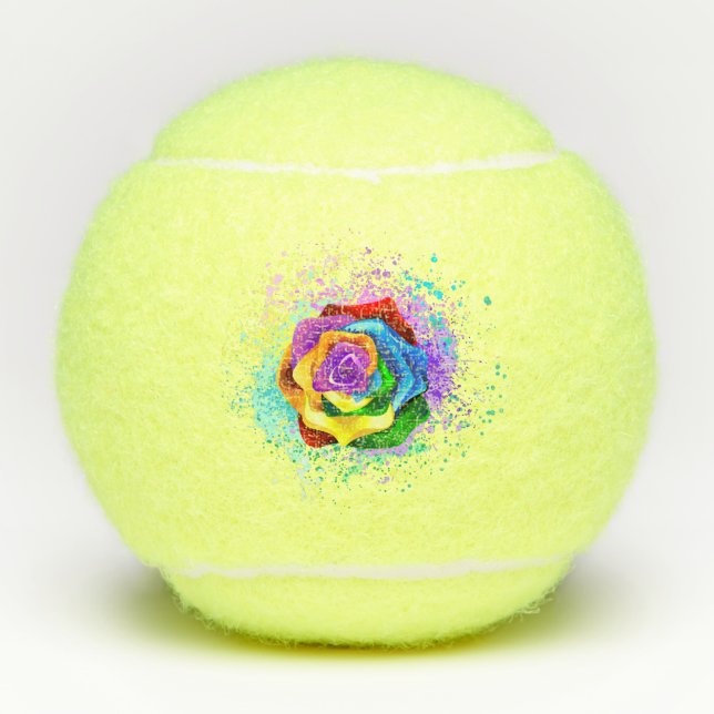 Colorful Rainbow Rose Tennis Balls (Front)