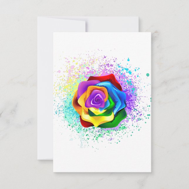 Colorful Rainbow Rose Thank You Card (Front)