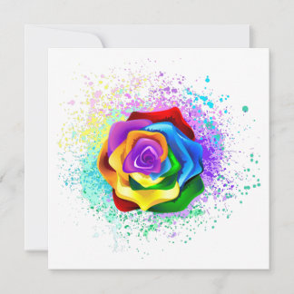 Colorful Rainbow Rose Thank You Card