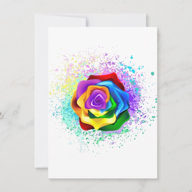 Colorful Rainbow Rose Thank You Card (Front)