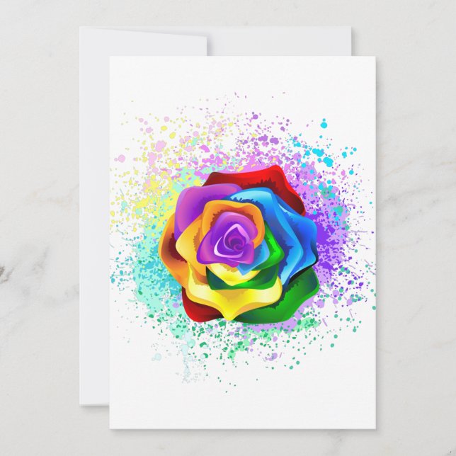 Colorful Rainbow Rose Thank You Card (Front)