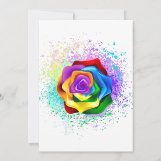 Colorful Rainbow Rose Thank You Card