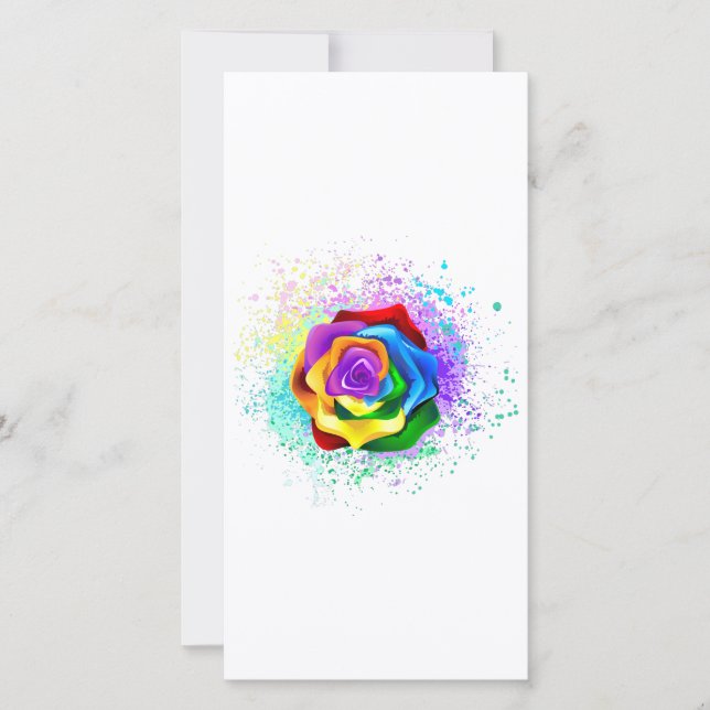 Colorful Rainbow Rose Thank You Card (Front)