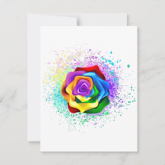 Colorful Rainbow Rose Thank You Card (Front)