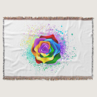 Colorful Rainbow Rose Throw Blanket