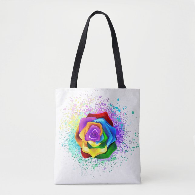Colorful Rainbow Rose Tote Bag (Front)
